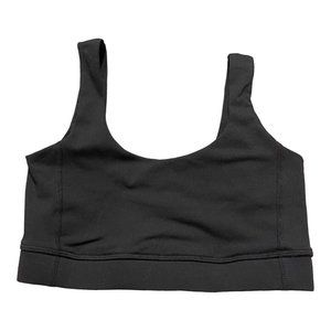 CheriFit Women Sports Bra Small Black Solid Reg Straps Stretch NO PADS Scoop Gym